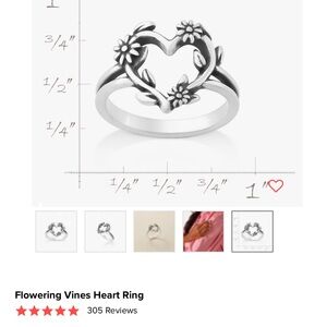Charming Silver Heart Ring with Floral Accents